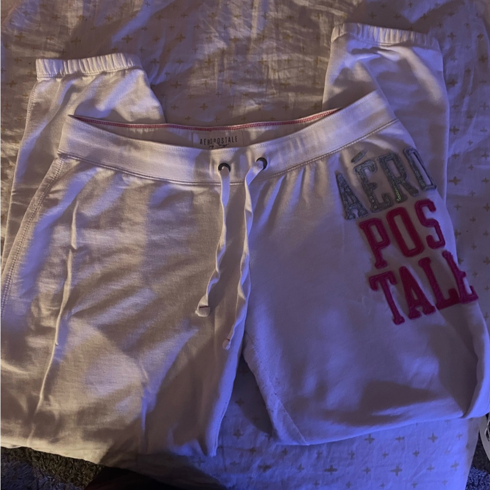 Aeropostale White Shorts with Pink Stitching